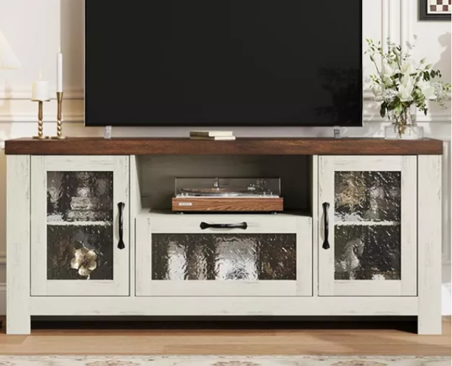 Farmhouse TV Stand with Acrylic Doors